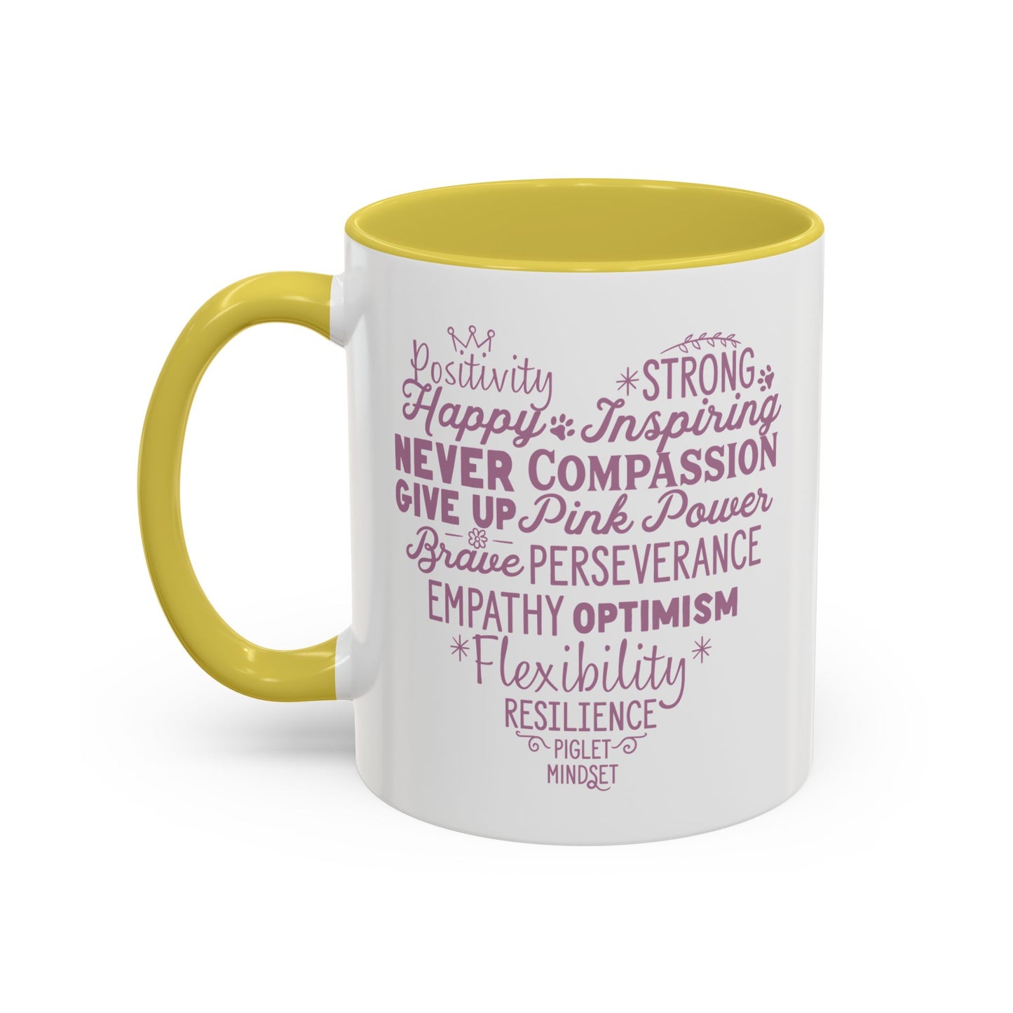 Inspirational Piglet Mindset Heart Mug — Encouraging Words Coffee Cup (11oz & 15oz)