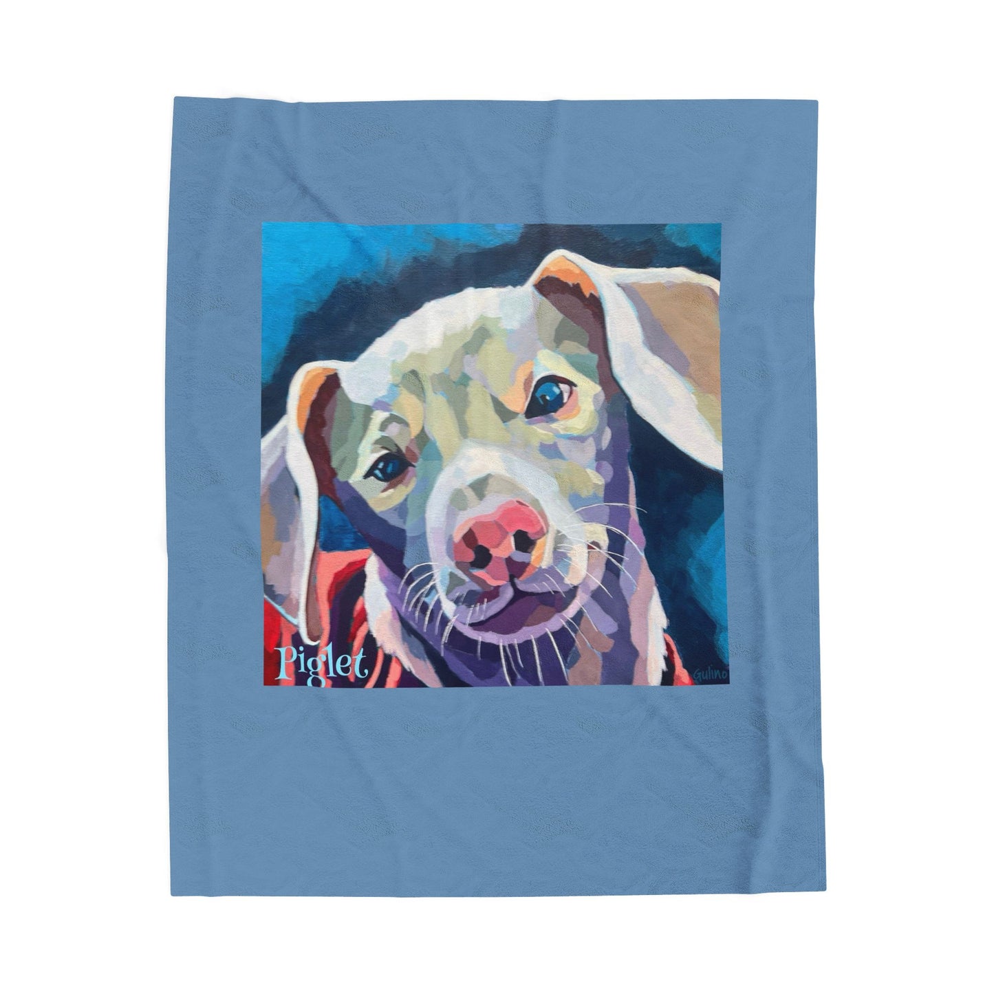 Colorful Pop Art Piglet the Dog Velveteen Plush Blanket