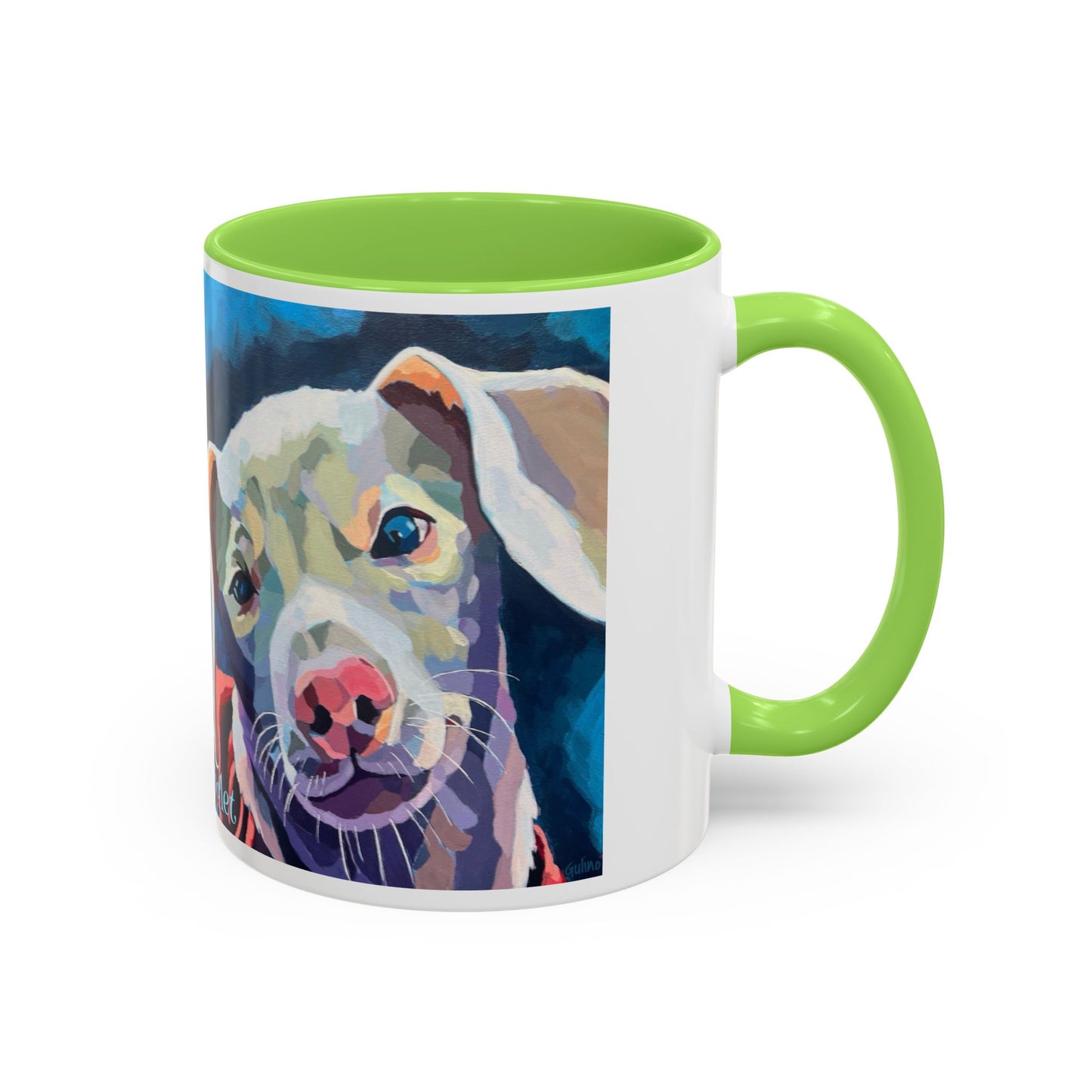 Colorful Piglet the Dog Portrait Mug (11oz & 15oz) — Vibrant Canine Art Coffee Cup