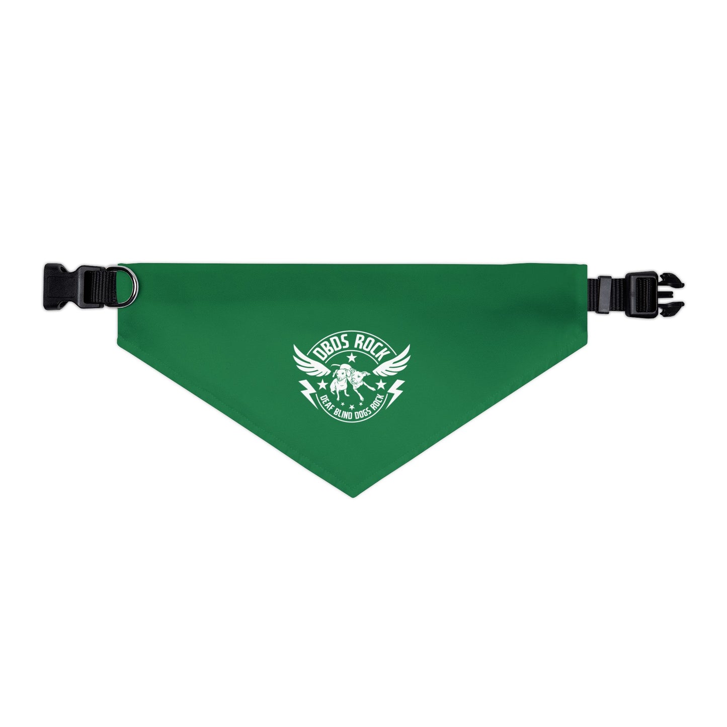 Green DBDR (Deaf Blind Dogs Rock) Bandana Collar - Stylish Dog Accessory for Celebrations, Holidays & Everyday Wear