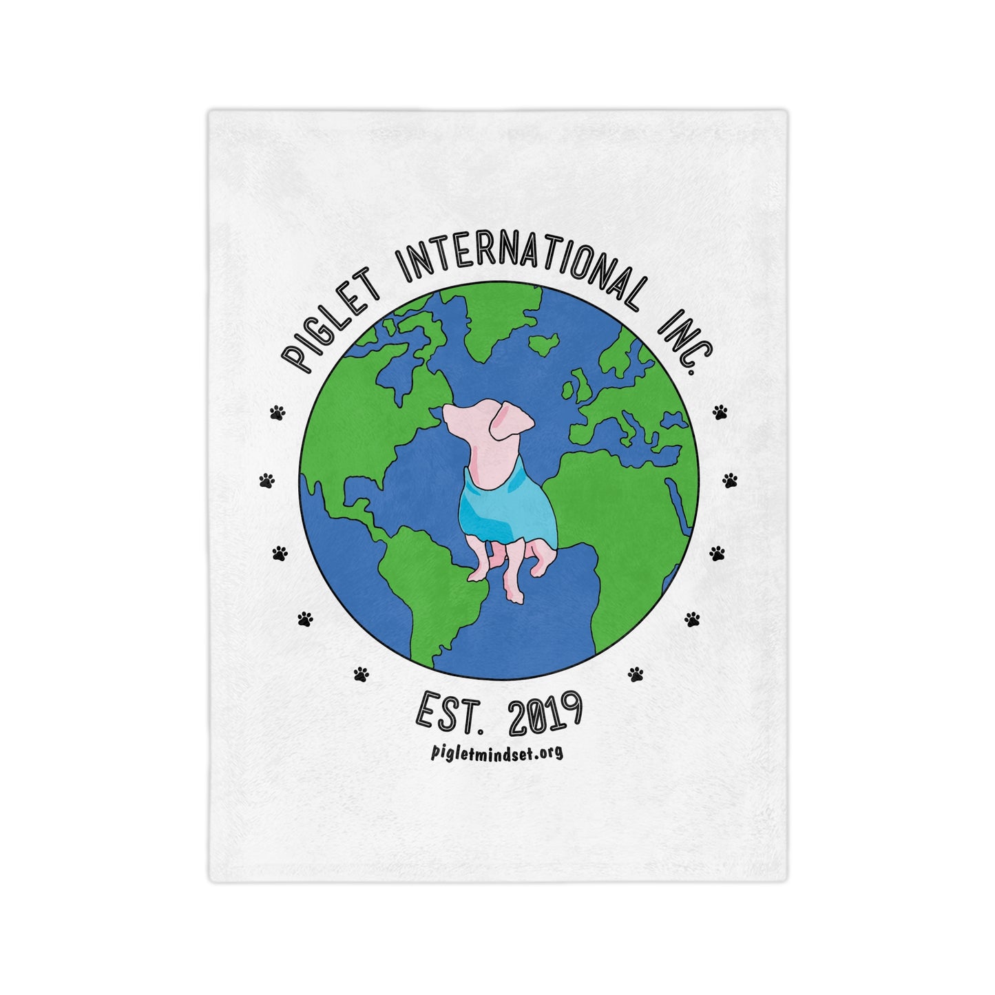 Around the World with Piglet, Velveteen Microfiber Blanket