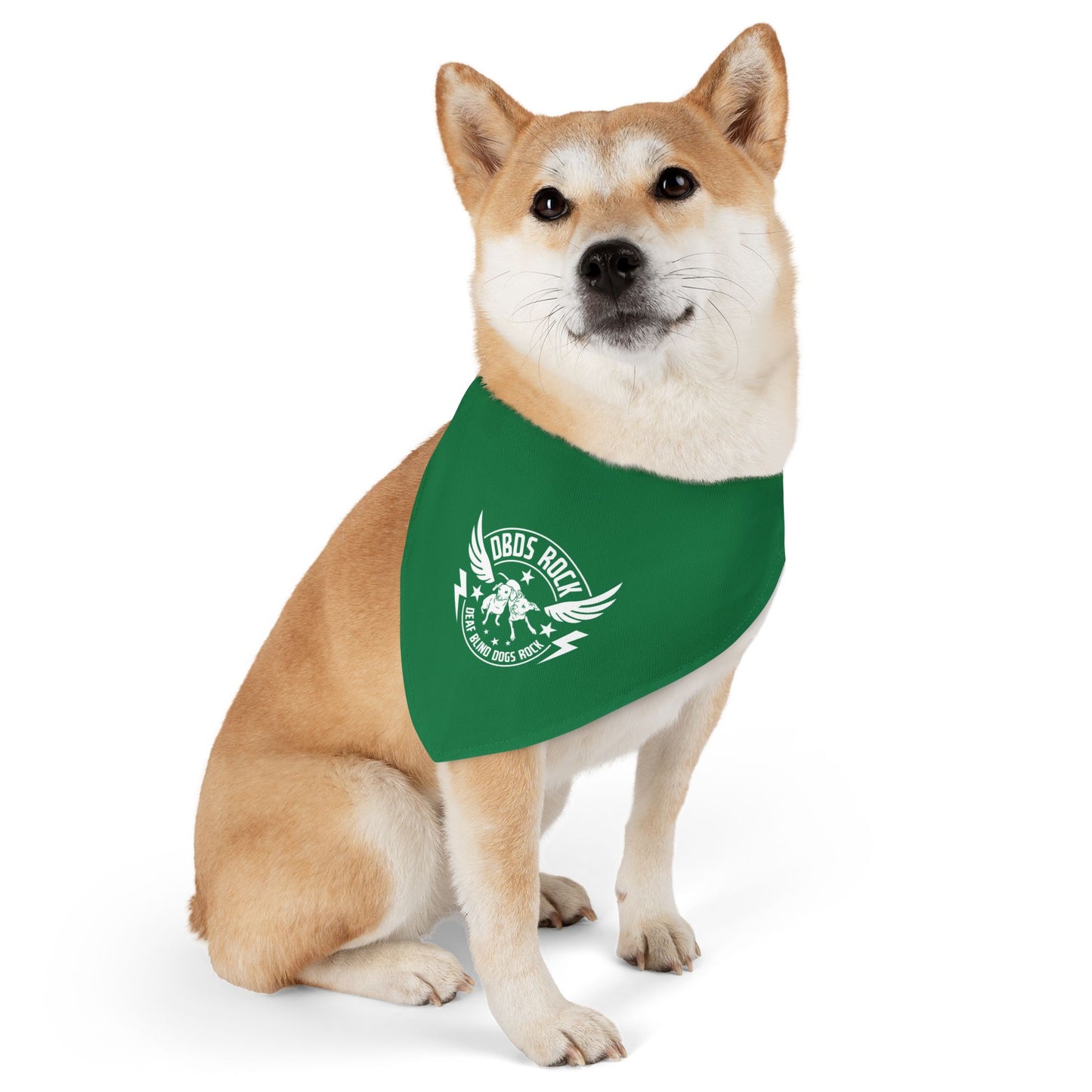 Green DBDR (Deaf Blind Dogs Rock) Bandana Collar - Stylish Dog Accessory for Celebrations, Holidays & Everyday Wear