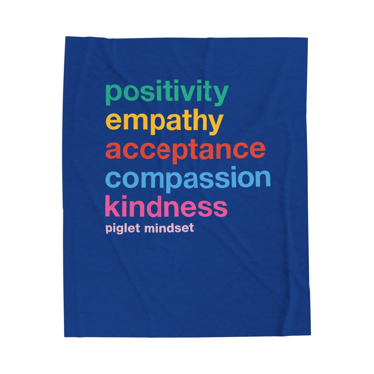 Piglet Mindset Colorful Words Plush Blanket | Perfect Gift for Dog Lovers | Cozy Home Decor | Animal Rescue Fundraiser