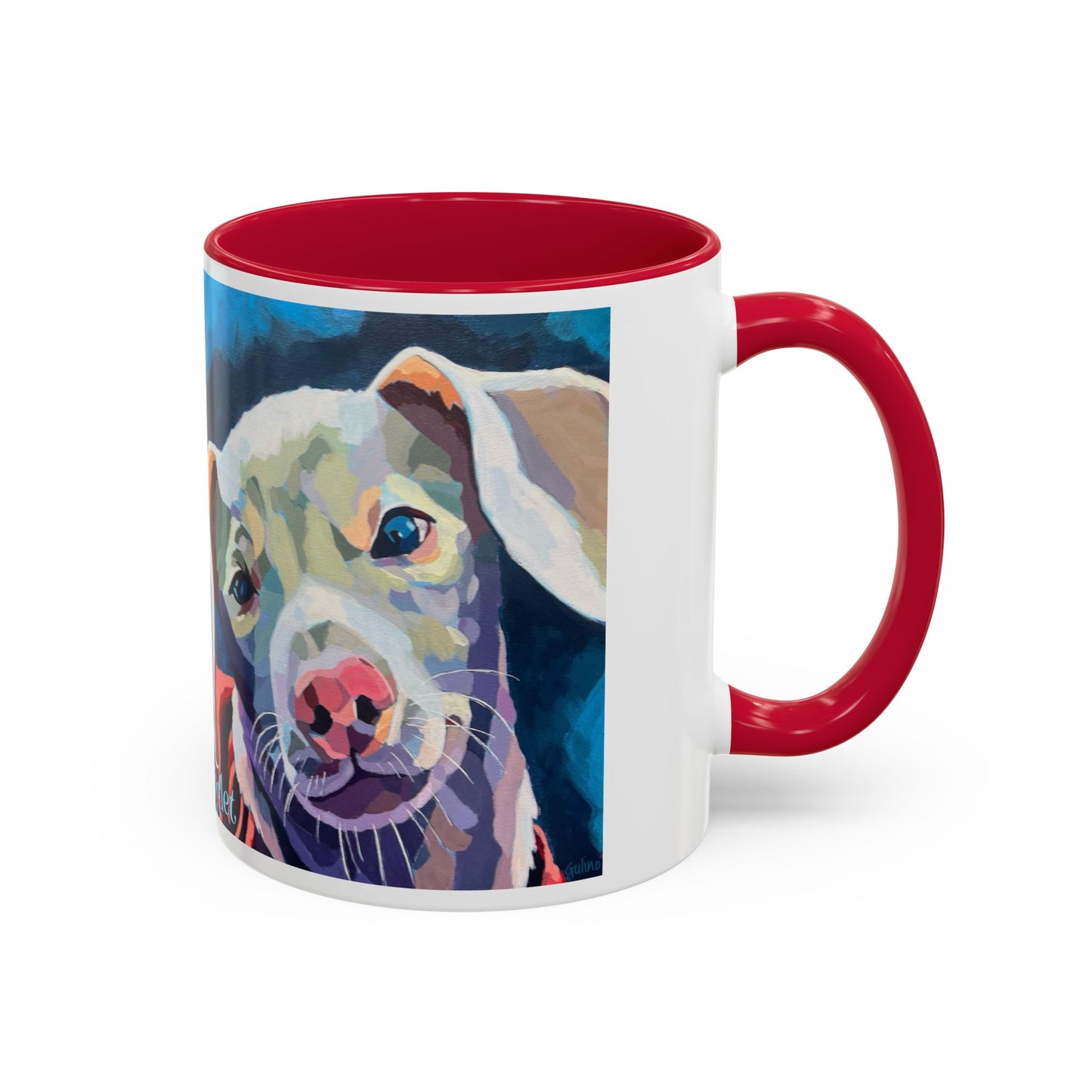 Colorful Piglet the Dog Portrait Mug (11oz & 15oz) — Vibrant Canine Art Coffee Cup