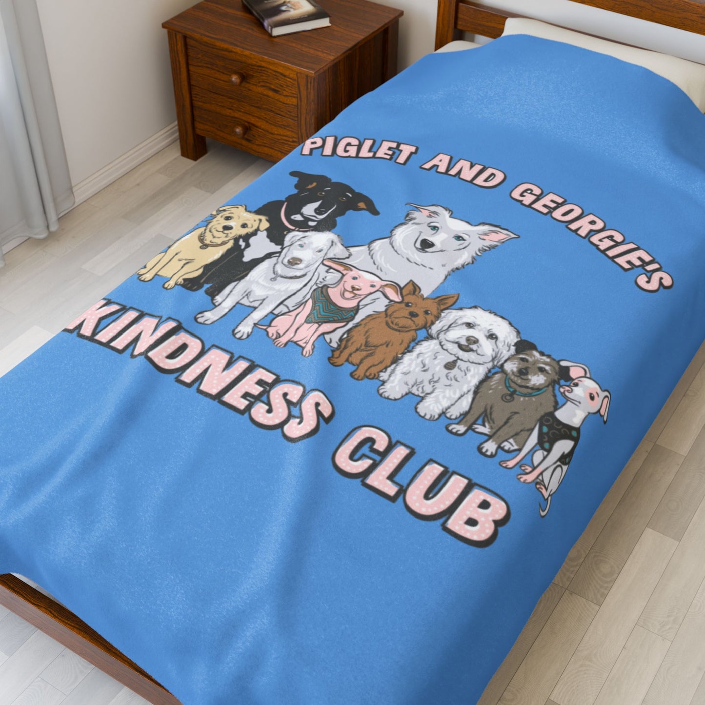 Piglet and Georgie's Kindness Club Plush Blanket | Perfect Gift for Dog Lovers | Cozy Home Decor | Animal Rescue Fundraiser