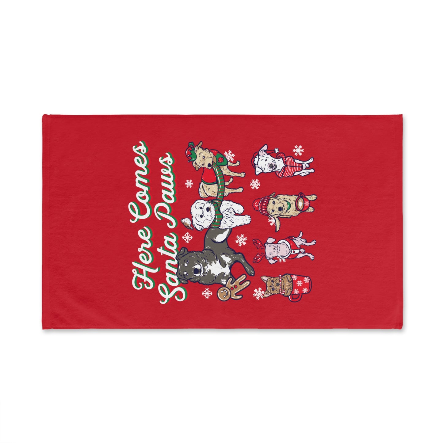 Christmas 'Here Comes Santa Paws' Hand Towel- Red