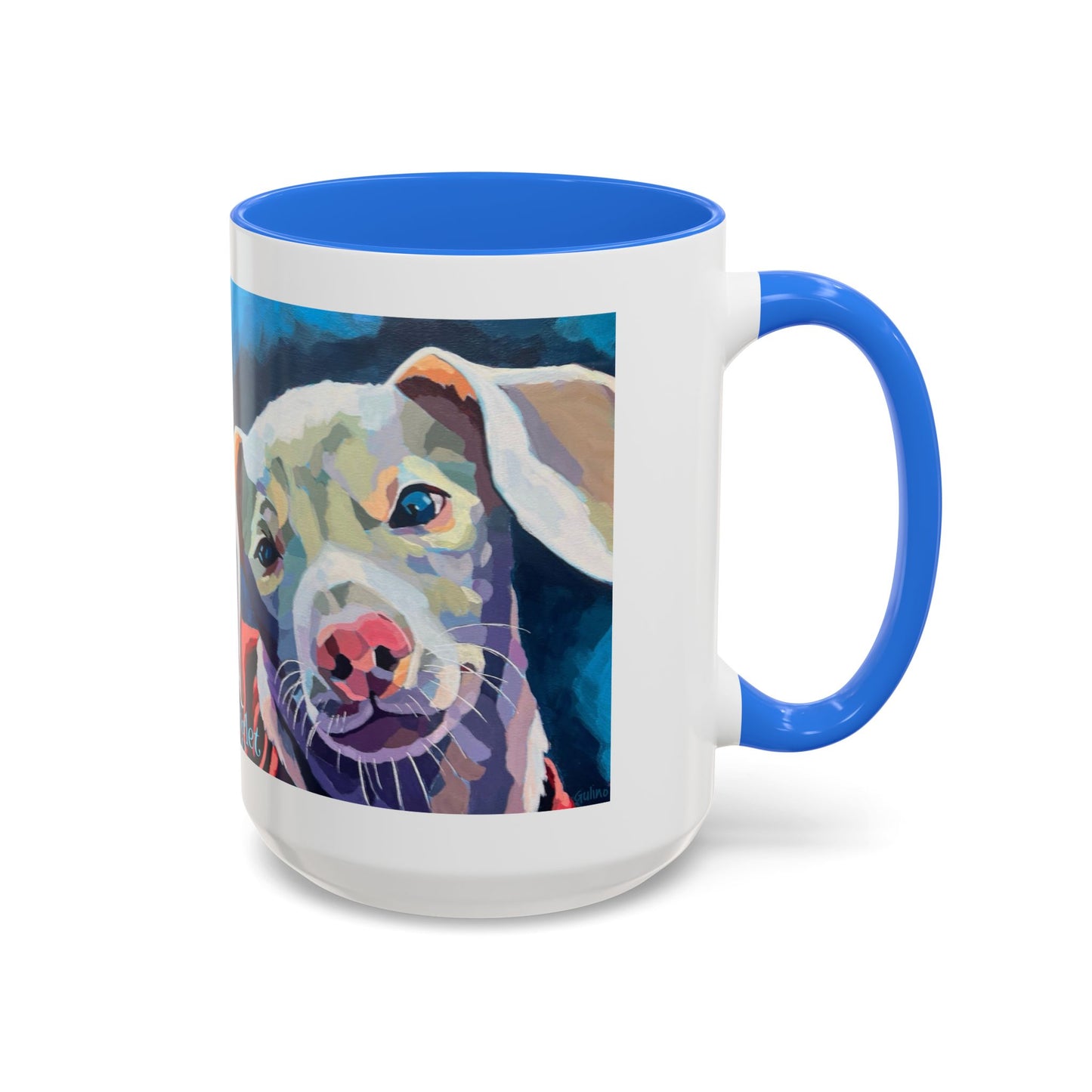 Colorful Piglet the Dog Portrait Mug (11oz & 15oz) — Vibrant Canine Art Coffee Cup