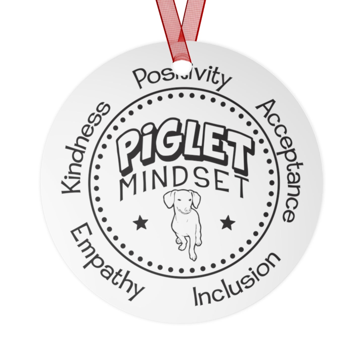 Piglet Mindset Retro Metal Ornaments