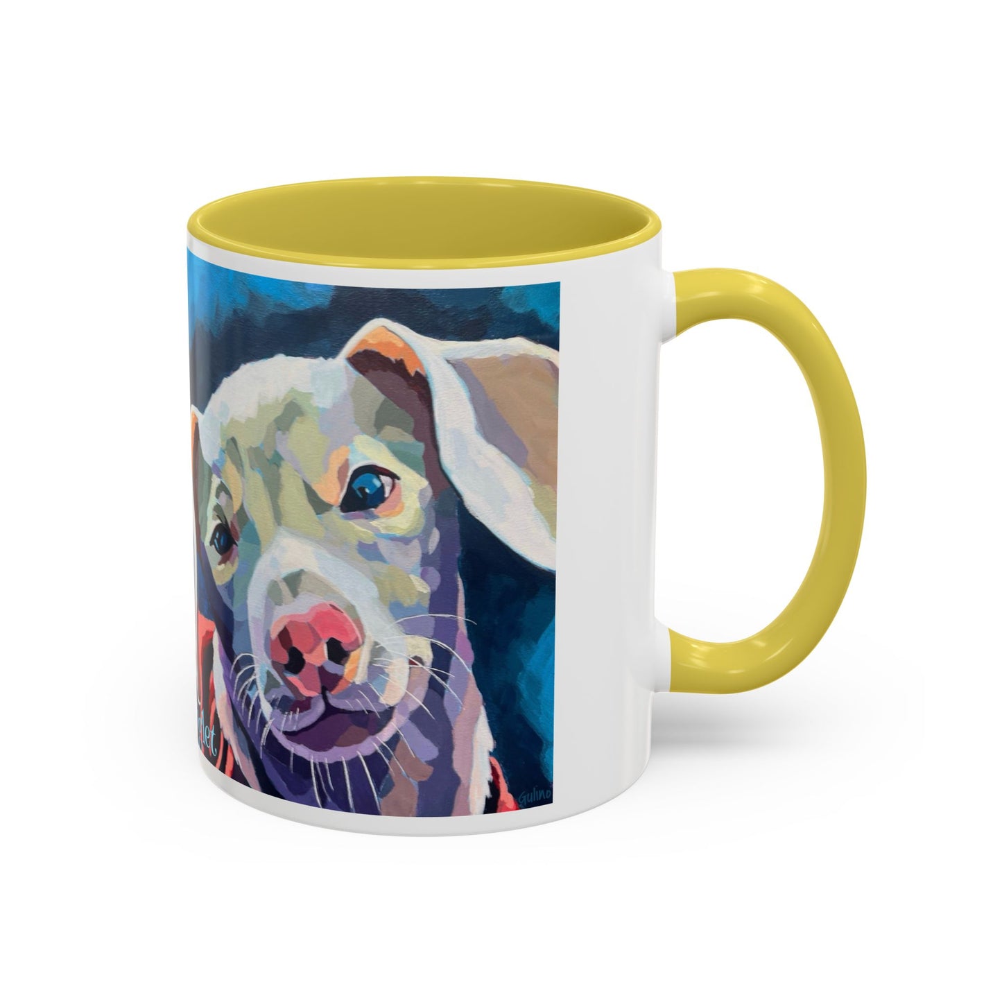 Colorful Piglet the Dog Portrait Mug (11oz & 15oz) — Vibrant Canine Art Coffee Cup