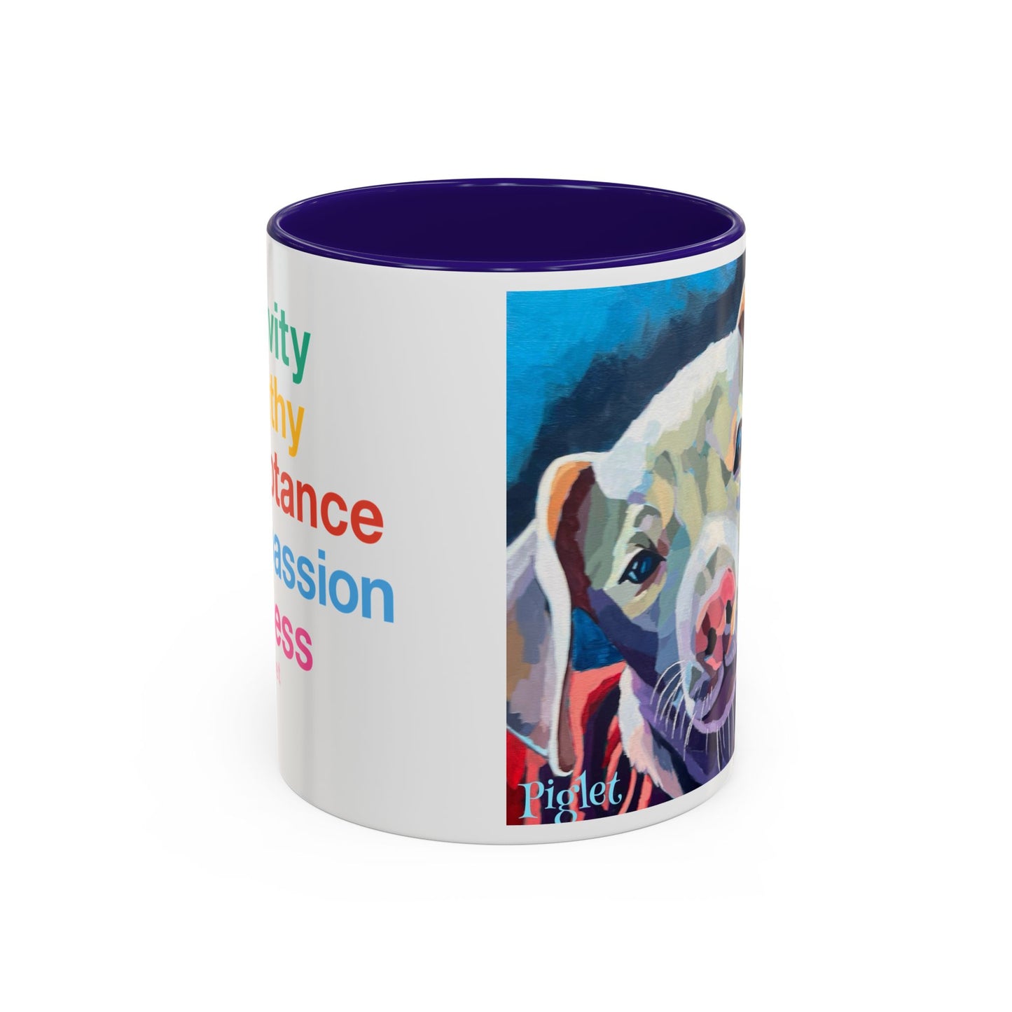 Colorful Piglet the Dog Portrait Mug (11oz & 15oz) — Vibrant Canine Art Coffee Cup