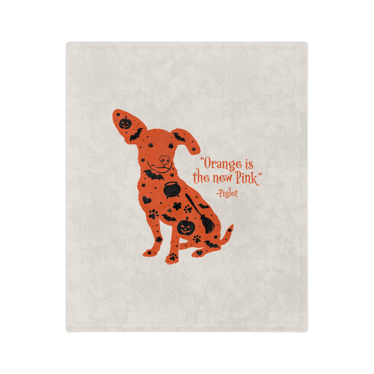 Piglet Halloween Blanket — “Orange is the new Pink” Velveteen Throw