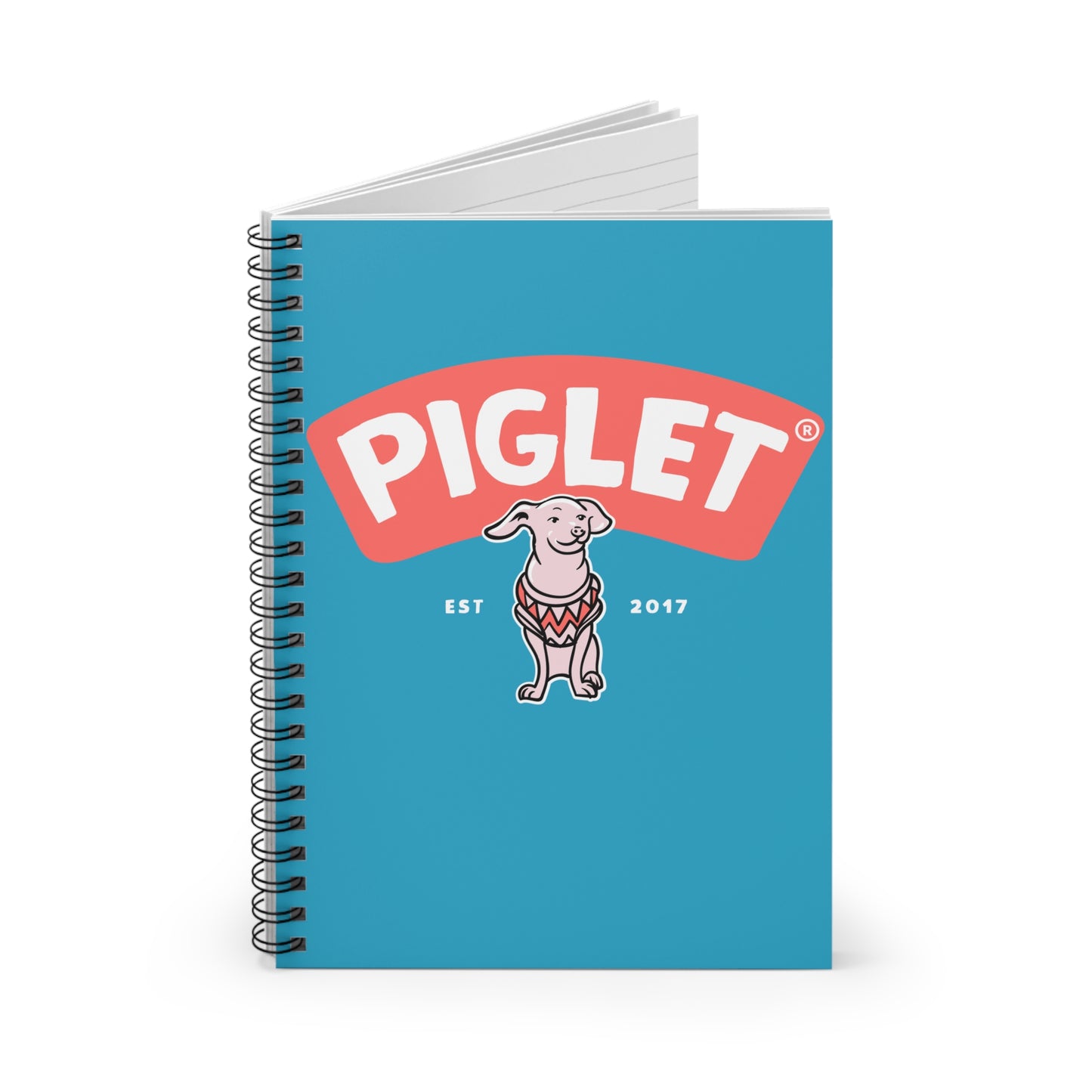 Turquoise Piglet Spiral Notebook - Ruled Line