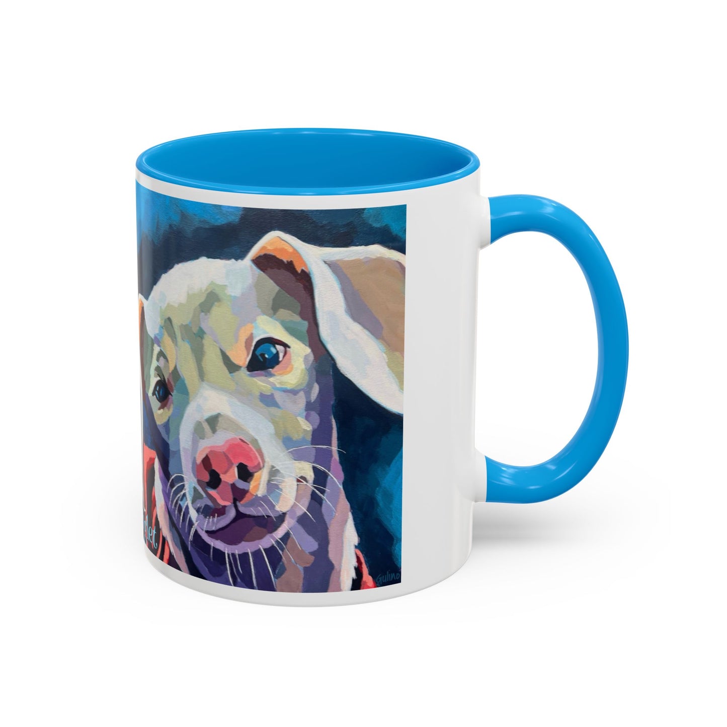 Colorful Piglet the Dog Portrait Mug (11oz & 15oz) — Vibrant Canine Art Coffee Cup