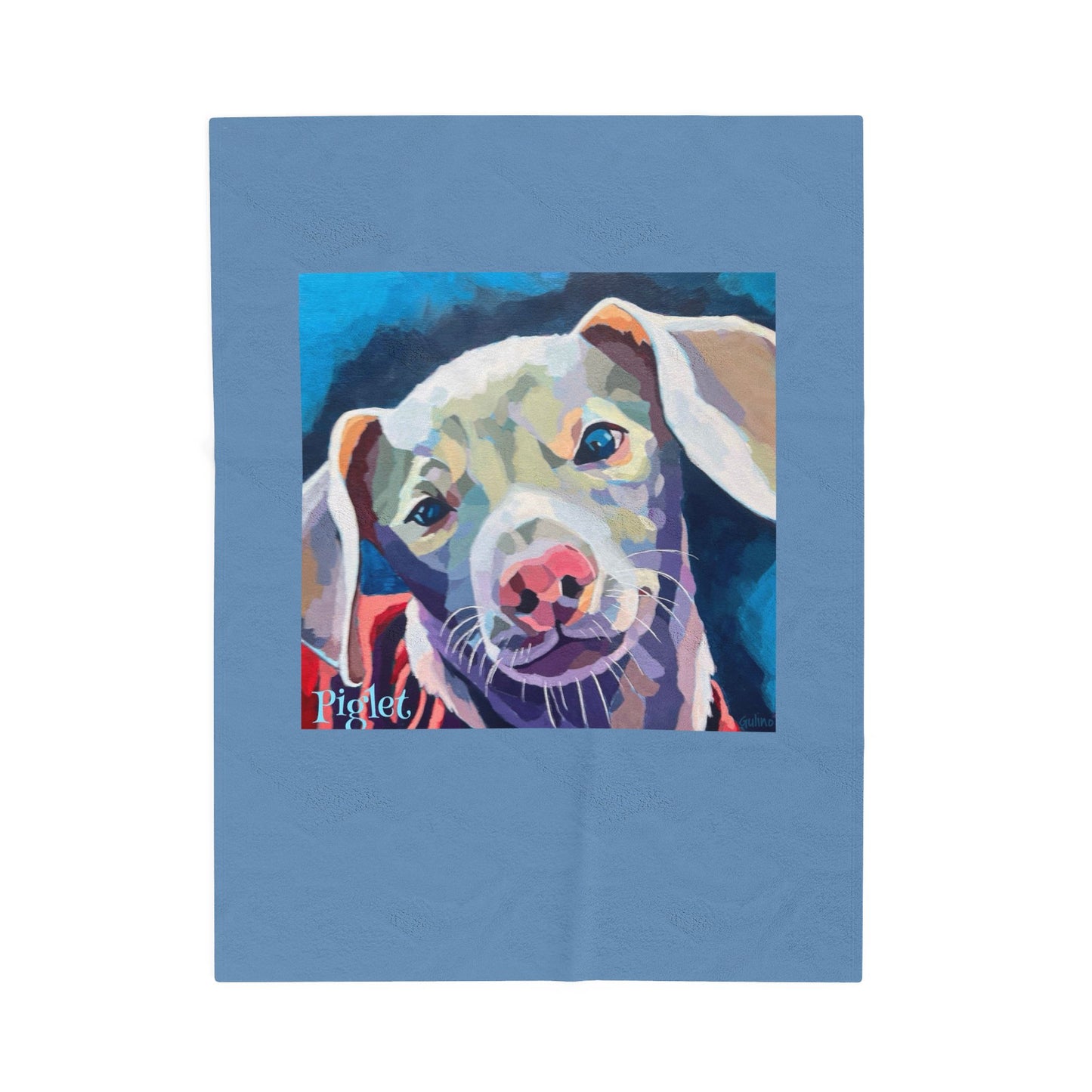 Colorful Pop Art Piglet the Dog Velveteen Plush Blanket