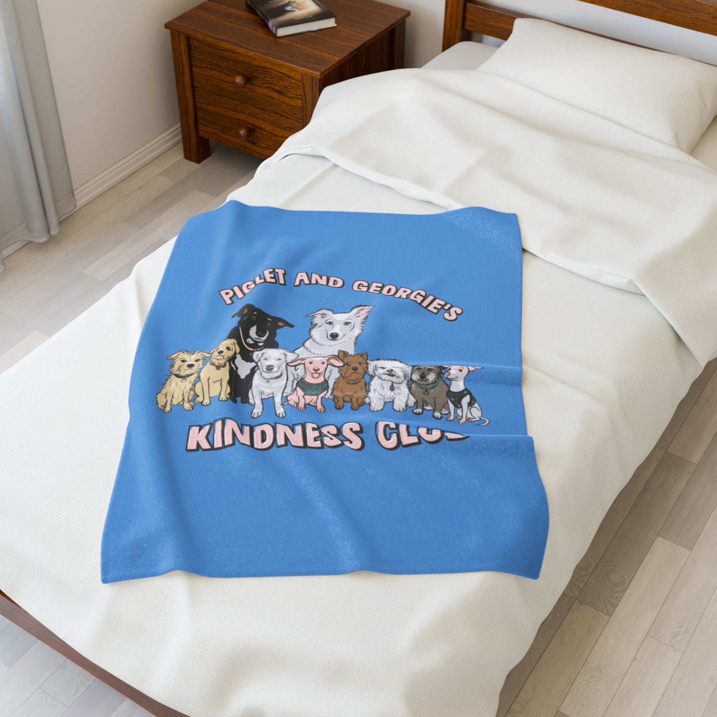 Piglet and Georgie's Kindness Club Plush Blanket | Perfect Gift for Dog Lovers | Cozy Home Decor | Animal Rescue Fundraiser