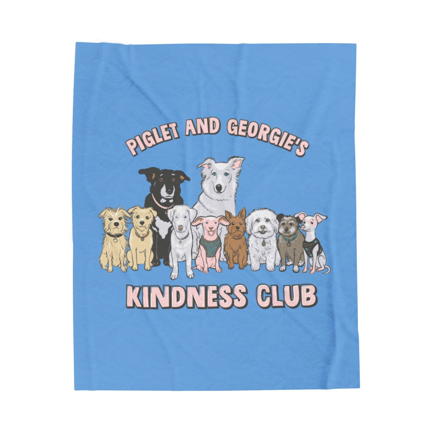 Piglet and Georgie's Kindness Club Plush Blanket | Perfect Gift for Dog Lovers | Cozy Home Decor | Animal Rescue Fundraiser