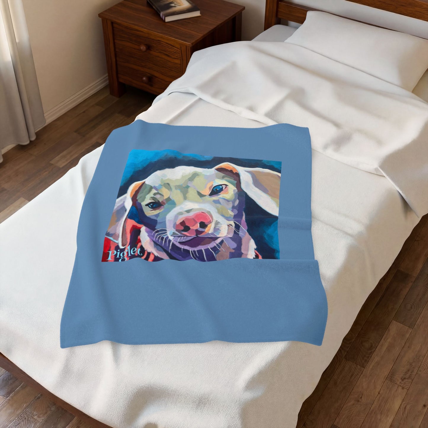 Colorful Pop Art Piglet the Dog Velveteen Plush Blanket