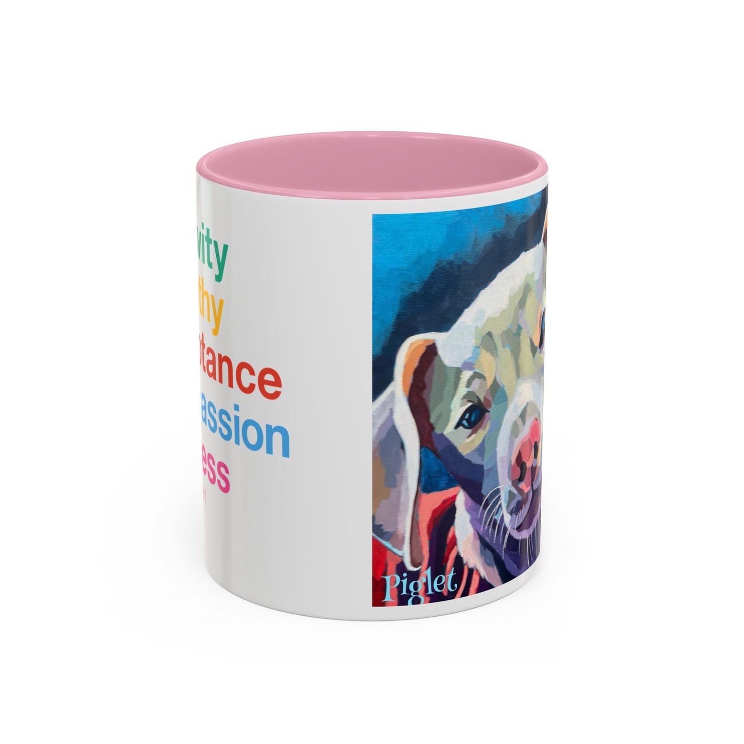 Colorful Piglet the Dog Portrait Mug (11oz & 15oz) — Vibrant Canine Art Coffee Cup