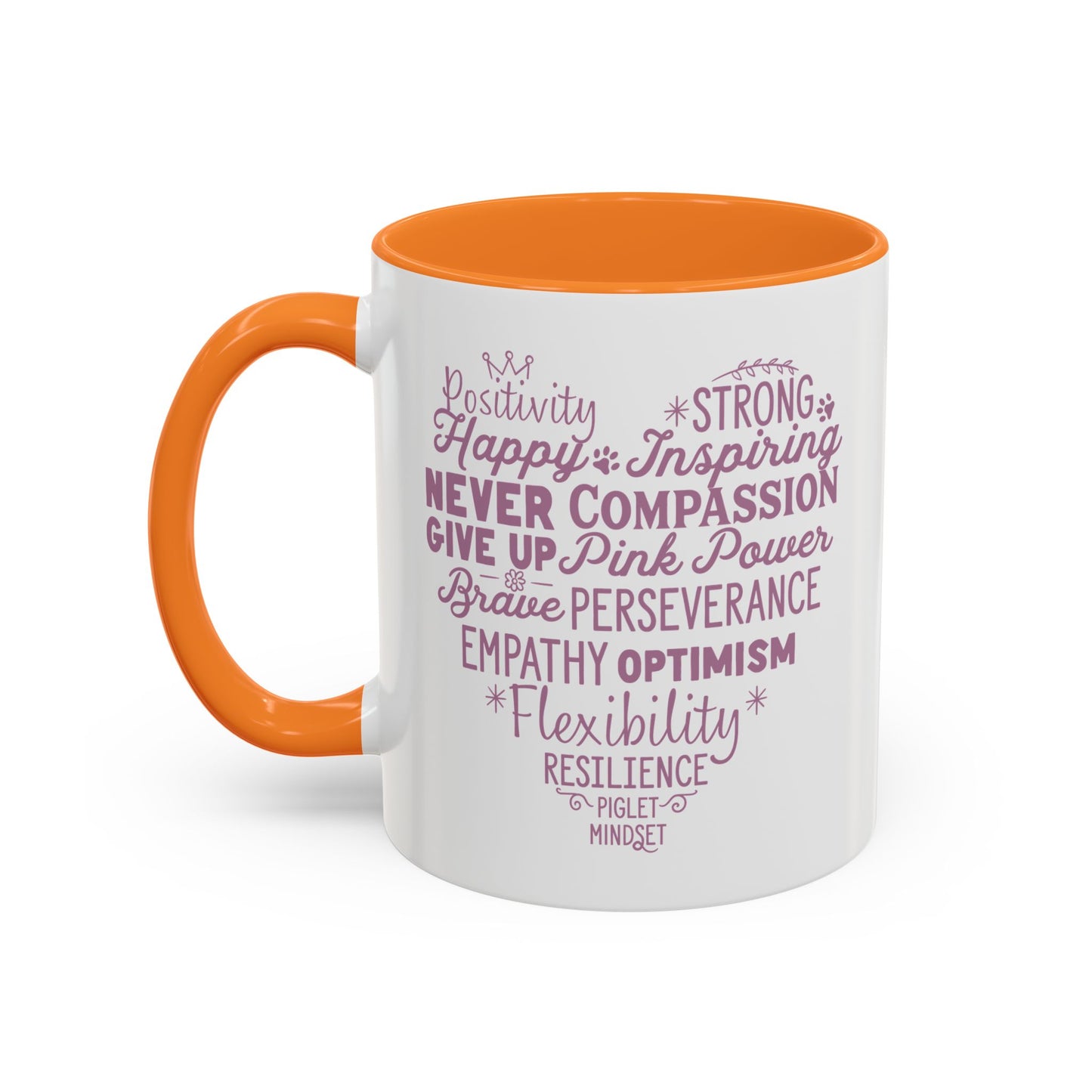 Inspirational Piglet Mindset Heart Mug — Encouraging Words Coffee Cup (11oz & 15oz)