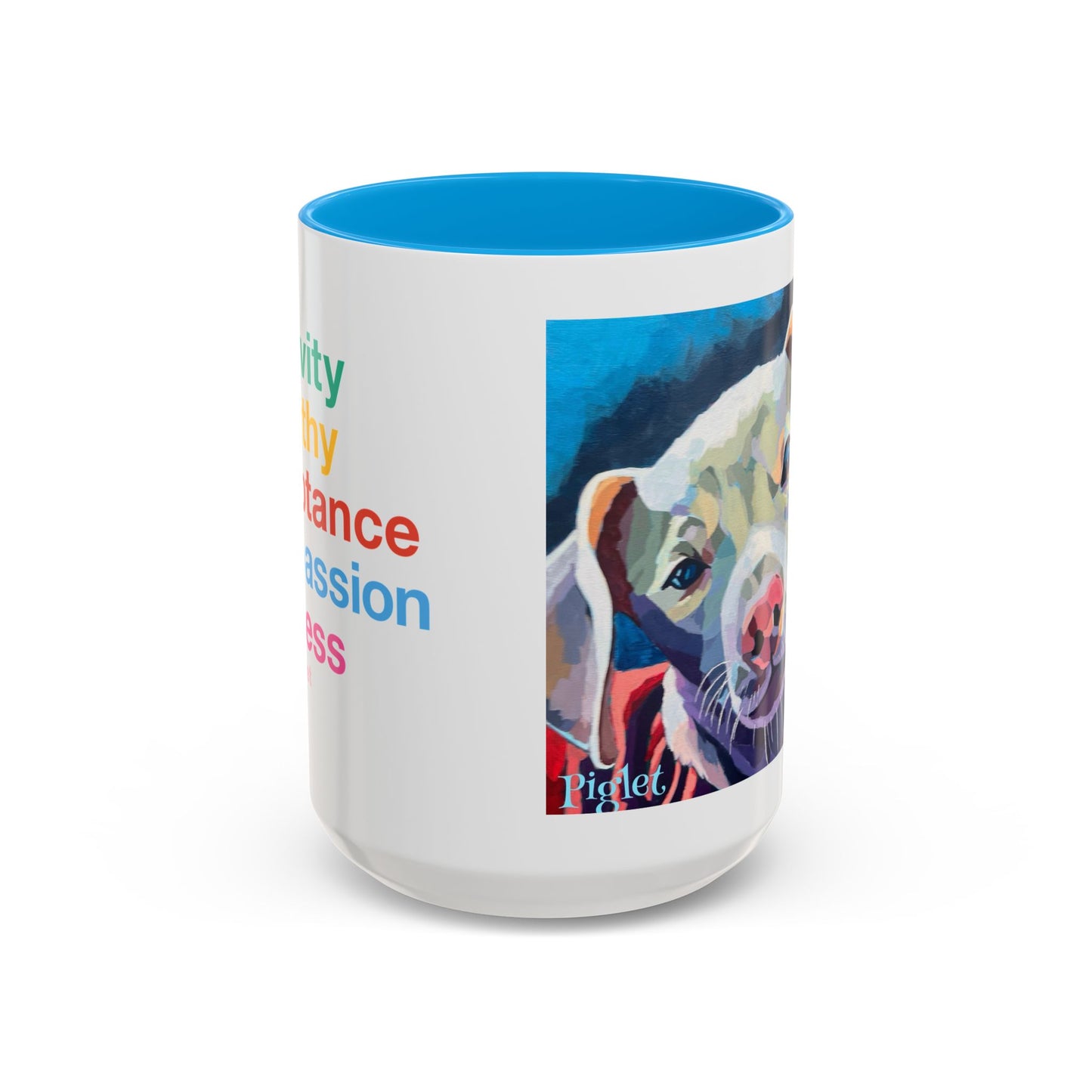 Colorful Piglet the Dog Portrait Mug (11oz & 15oz) — Vibrant Canine Art Coffee Cup