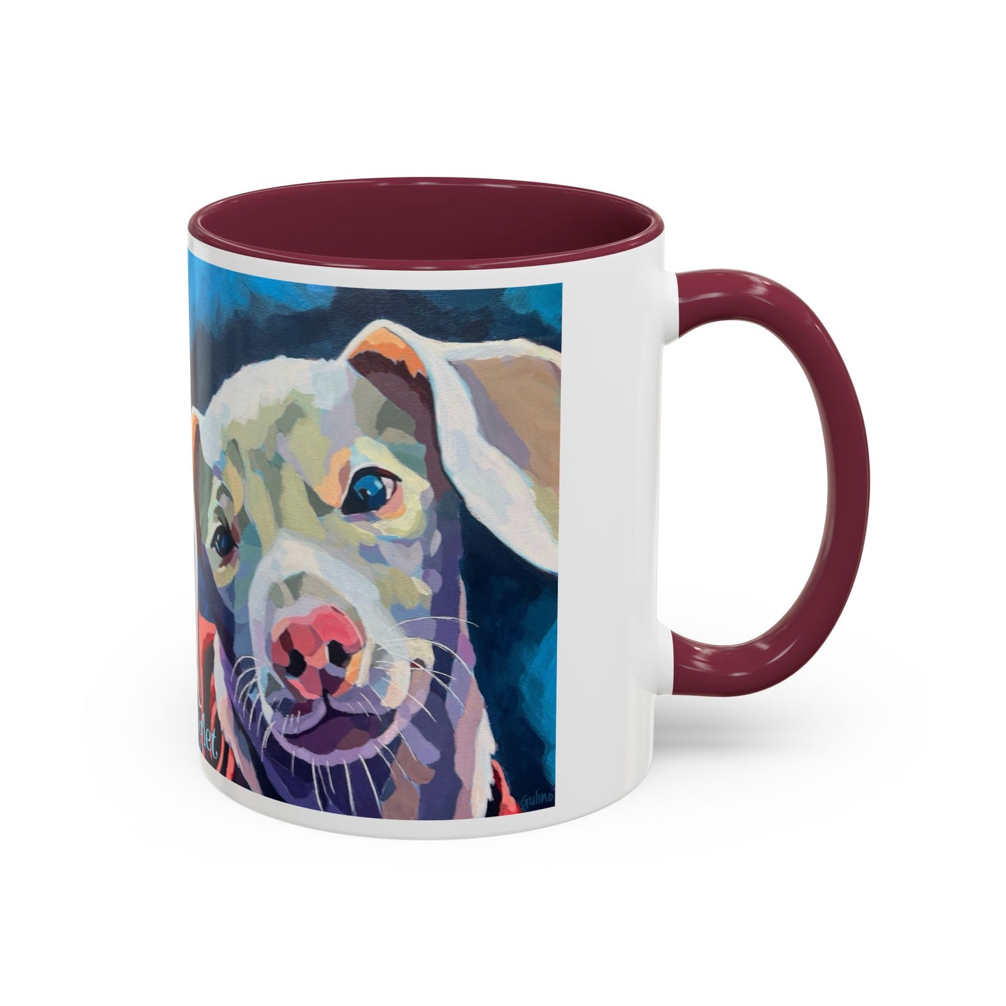 Colorful Piglet the Dog Portrait Mug (11oz & 15oz) — Vibrant Canine Art Coffee Cup