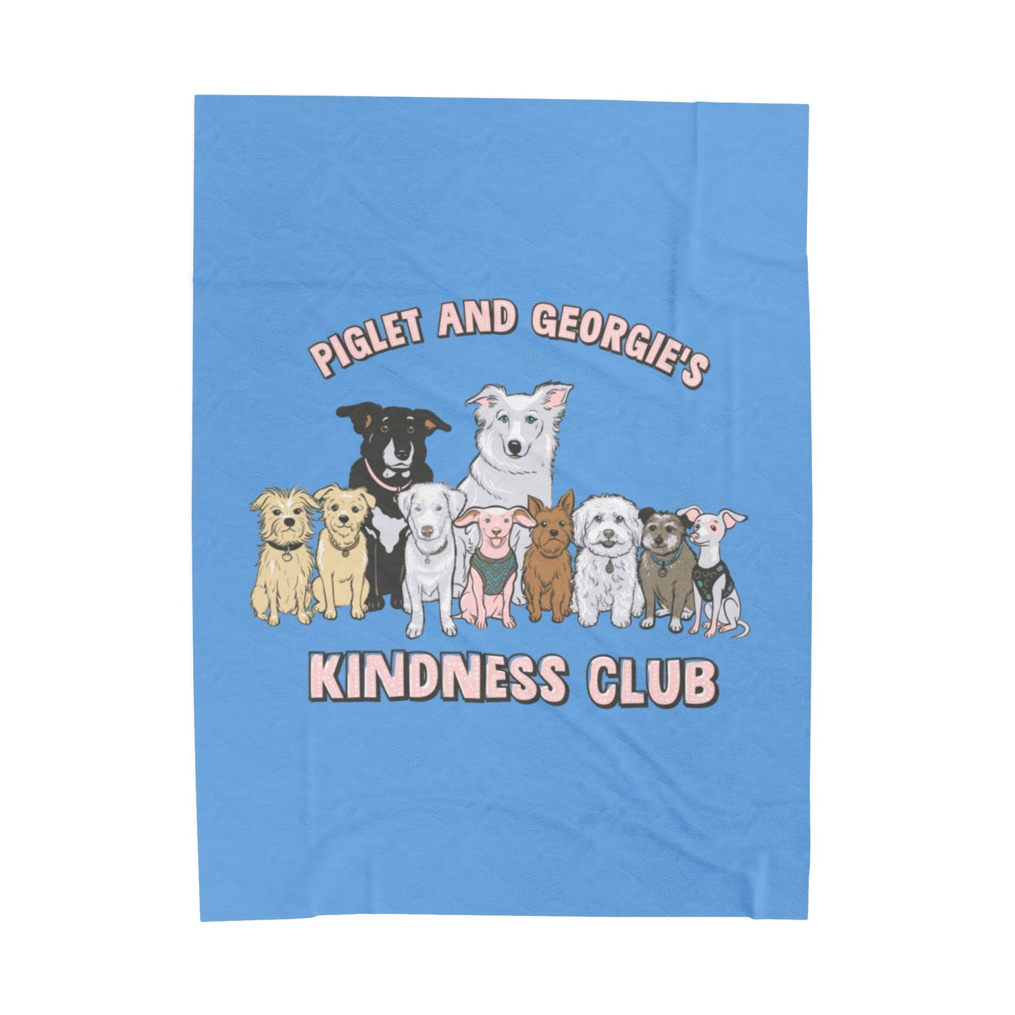 Piglet and Georgie's Kindness Club Plush Blanket | Perfect Gift for Dog Lovers | Cozy Home Decor | Animal Rescue Fundraiser