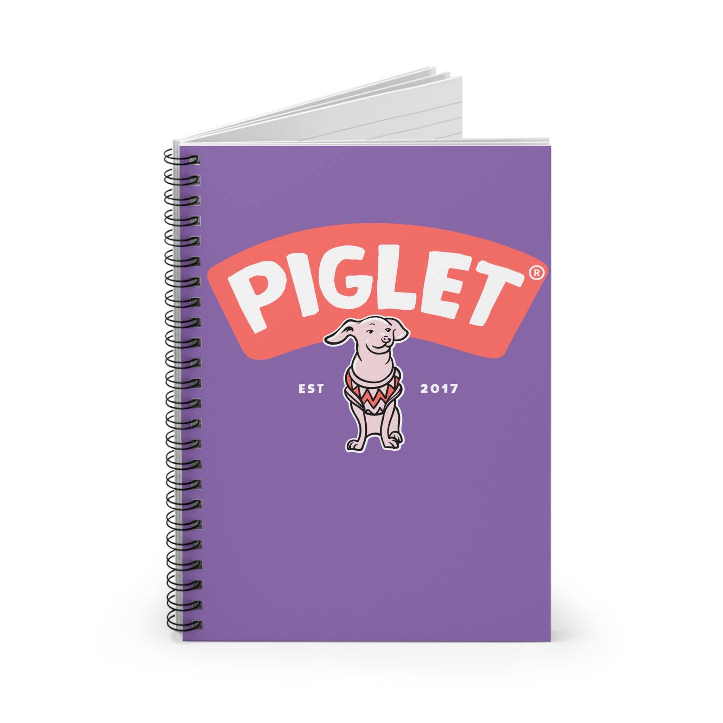 Purple Piglet Spiral Notebook - Ruled Line