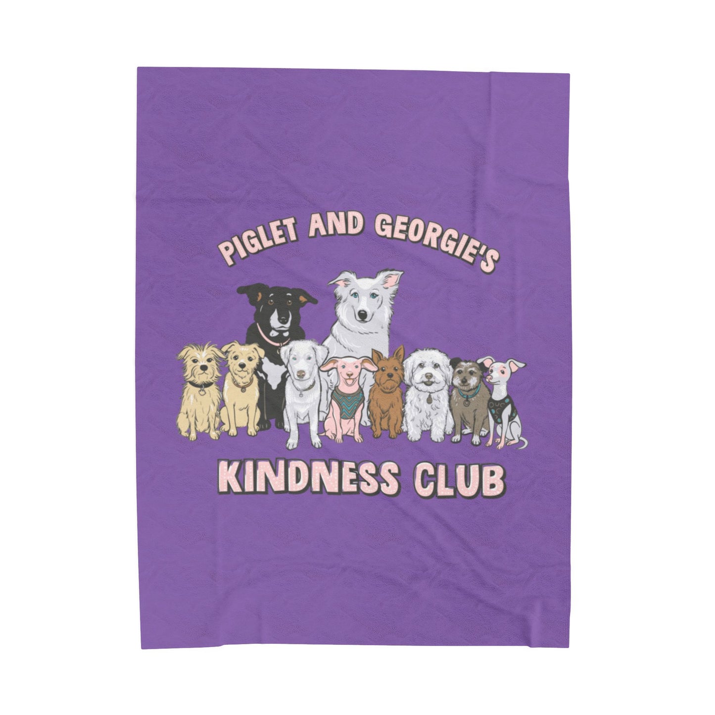 Piglet and Georgie's Kindness Club Plush Blanket | Perfect Gift for Dog Lovers | Cozy Home Decor | Animal Rescue Fundraiser
