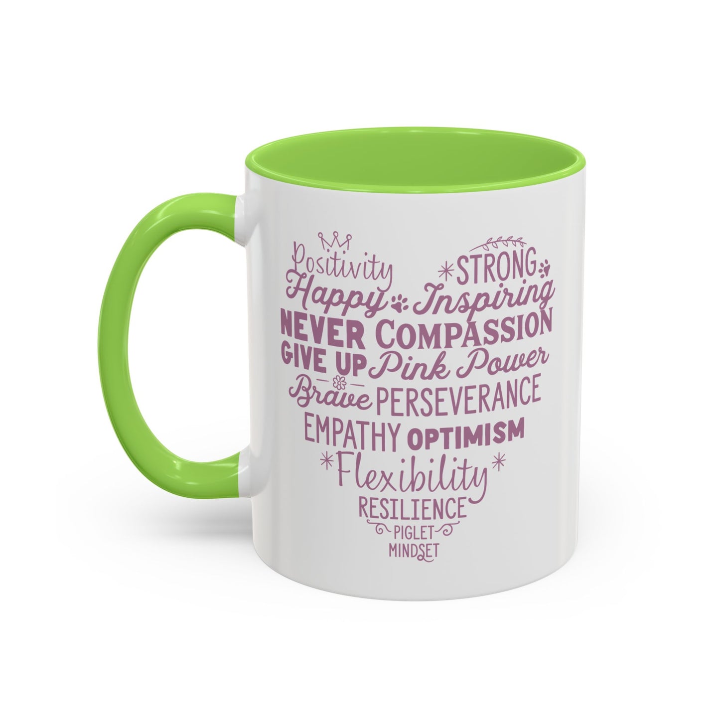 Inspirational Piglet Mindset Heart Mug — Encouraging Words Coffee Cup (11oz & 15oz)