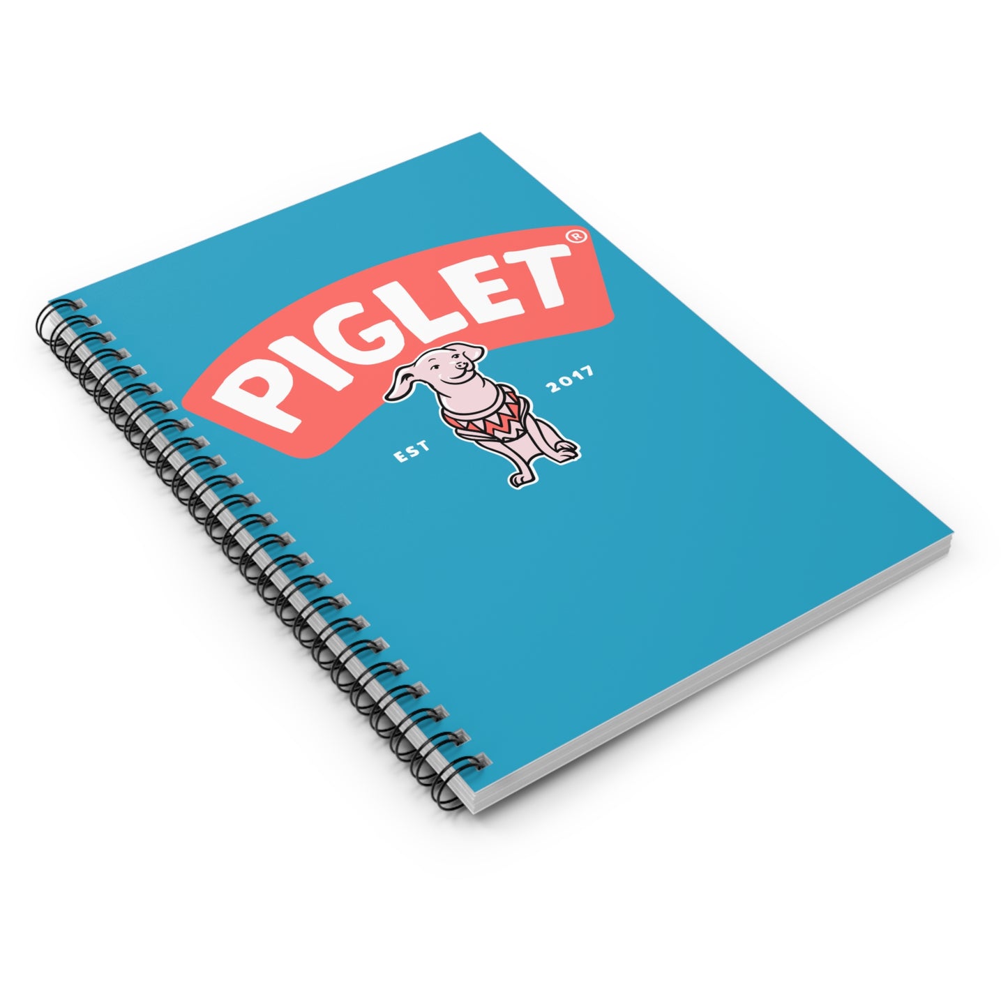 Turquoise Piglet Spiral Notebook - Ruled Line