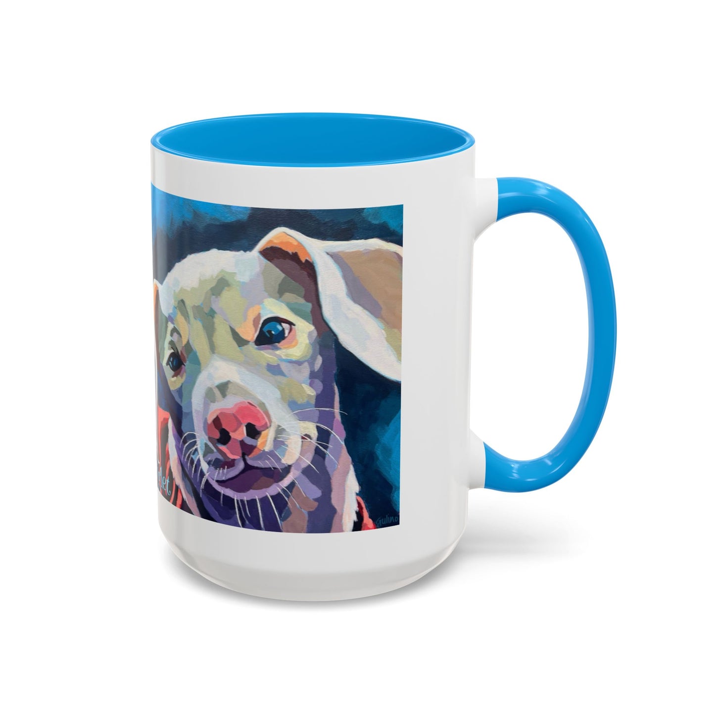 Colorful Piglet the Dog Portrait Mug (11oz & 15oz) — Vibrant Canine Art Coffee Cup