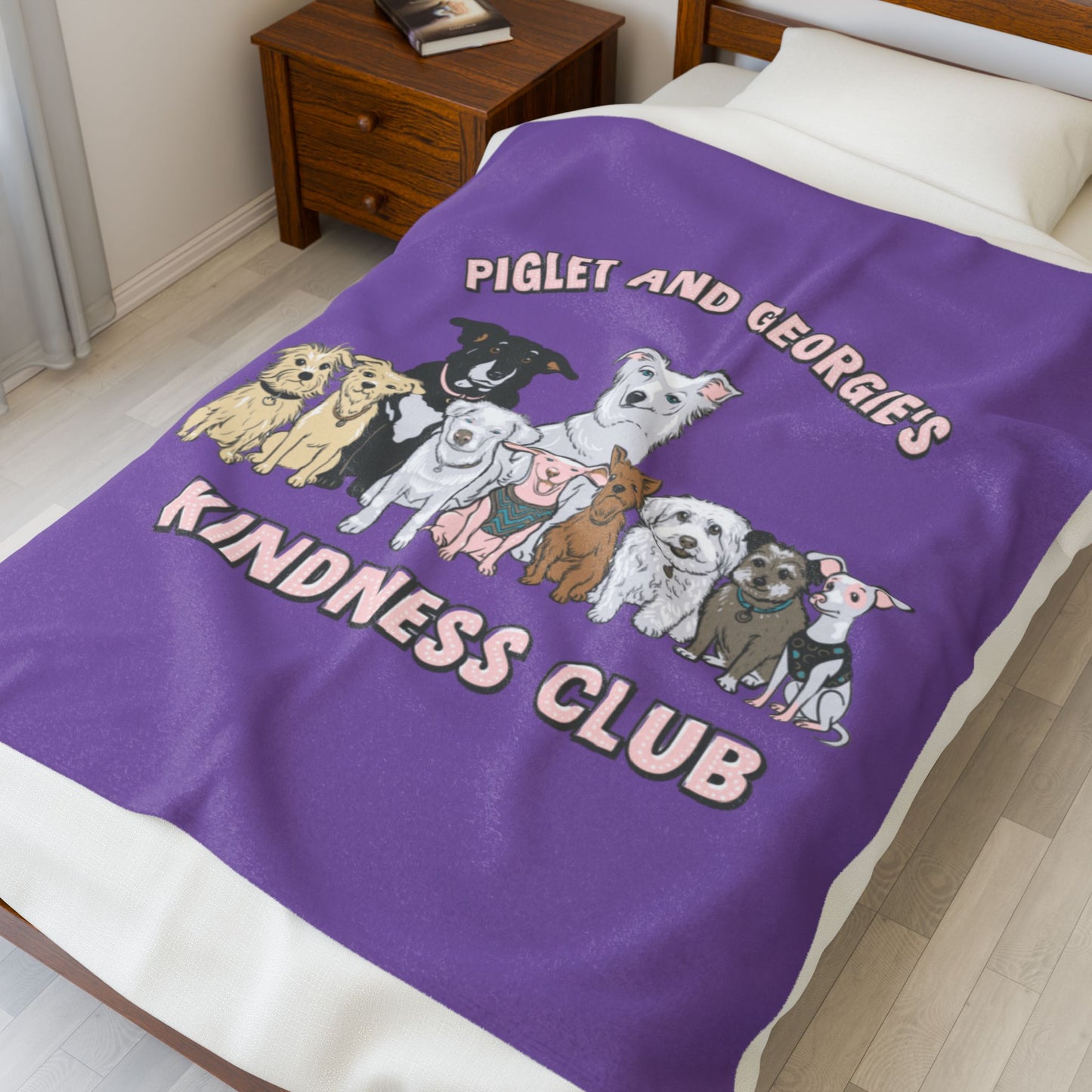 Piglet and Georgie's Kindness Club Plush Blanket | Perfect Gift for Dog Lovers | Cozy Home Decor | Animal Rescue Fundraiser