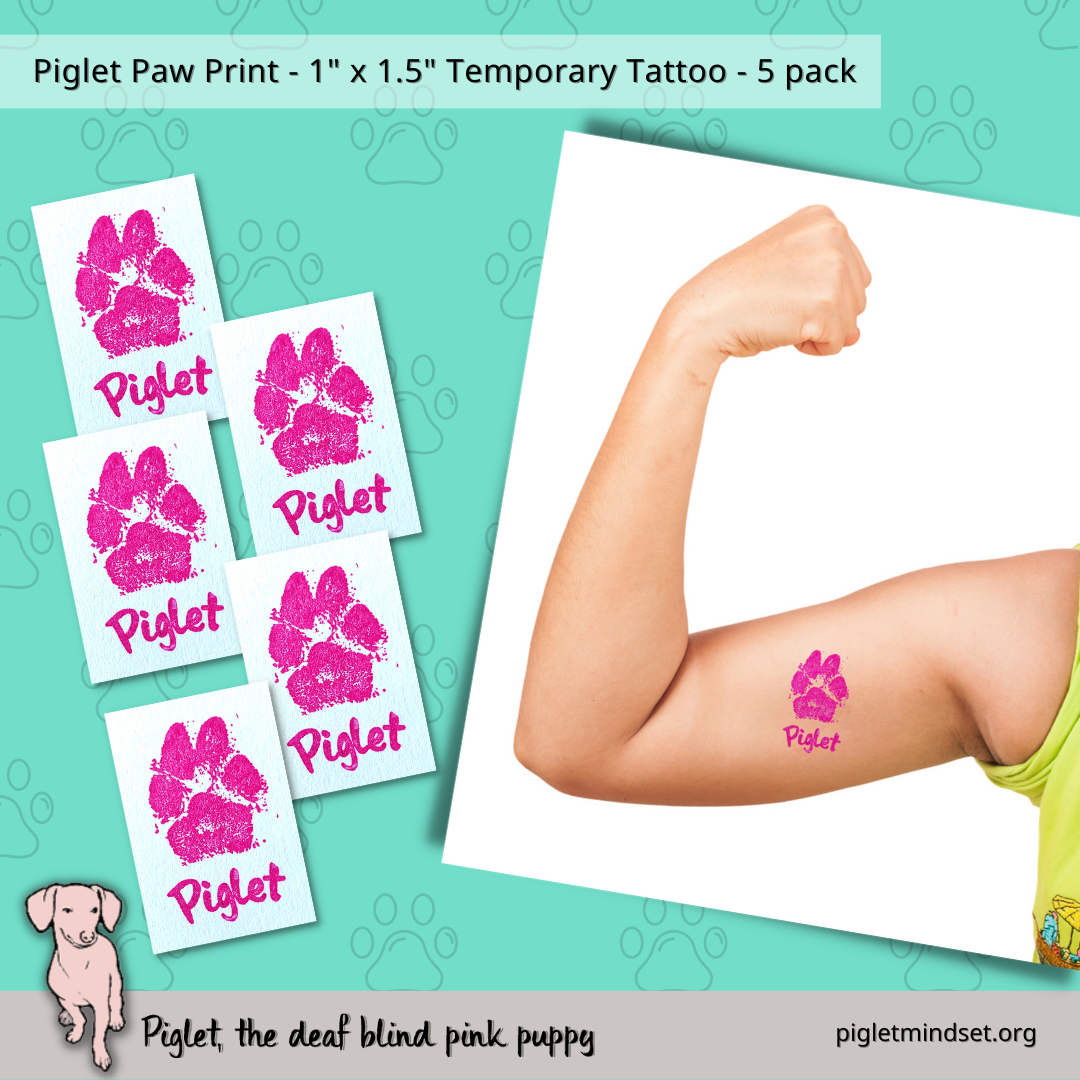 Piglet Paw Print Temporary Tattoo 5 Pack